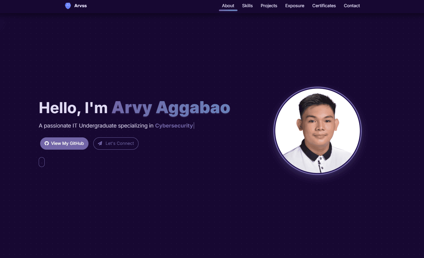 Screenshot of an earlier personal portfolio website